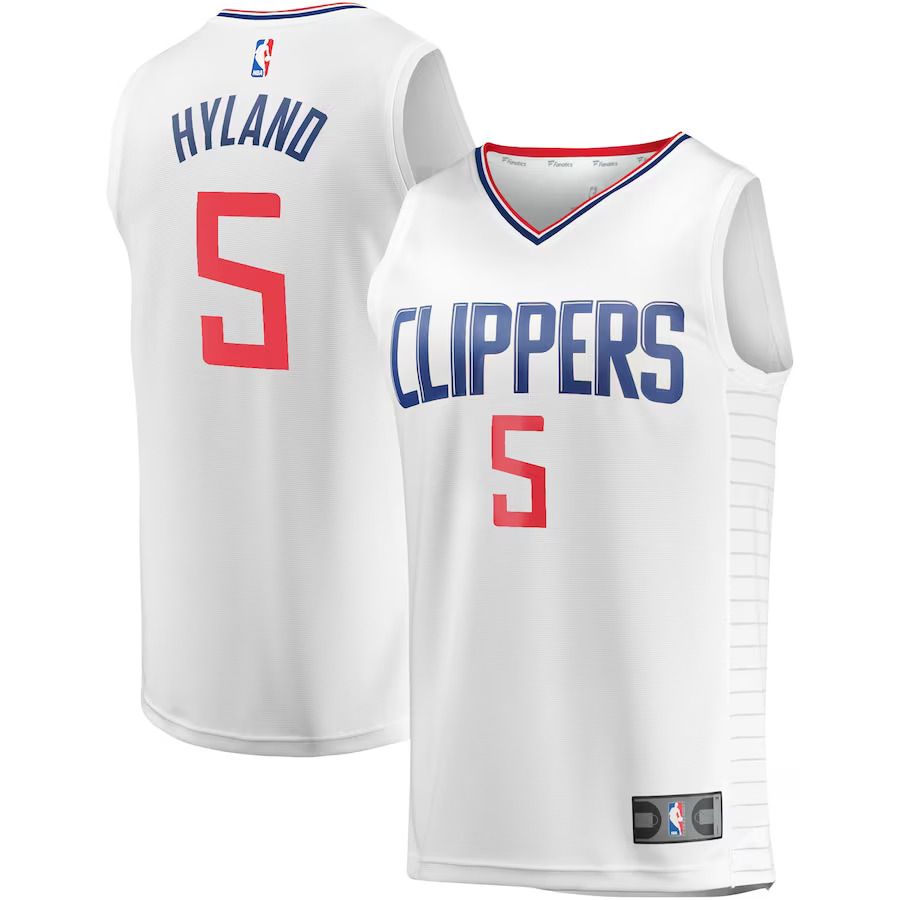 Men Los Angeles Clippers #5 Bones Hyland Fanatics Branded White Fast Break Player NBA Jersey